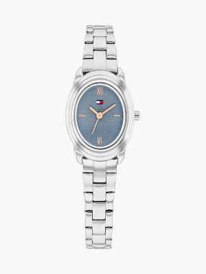 27MM Textured Oval Dial Dress Watch, Blue