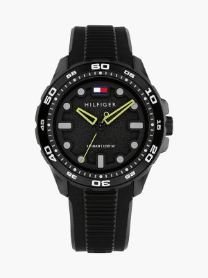 42MM Silicone Strap Sport Watch, Black