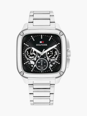 37MM Rectangle Skeleton Dial Sport Watch, Black