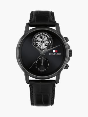 40MM Leather Strap Dress Watch, Black