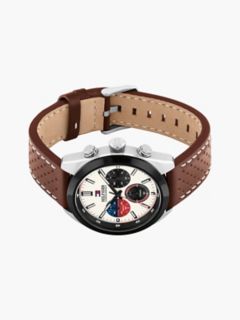 40MM Leather Strap Chronograph Watch — Partchment 3