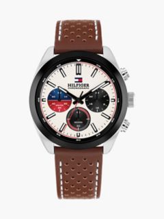 40MM Leather Strap Chronograph Watch — Partchment 1