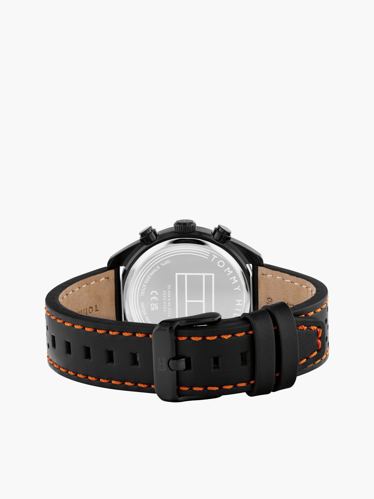 40MM Leather Strap Chronograph Watch — Black