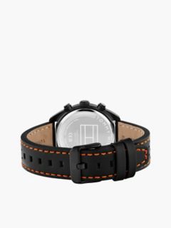 40MM Leather Strap Chronograph Watch — Black 2