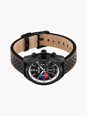 Мужские часы Tommy Hilfiger 40MM Leather Strap Chronograph Watch, цвет: Чёрный — фото 3