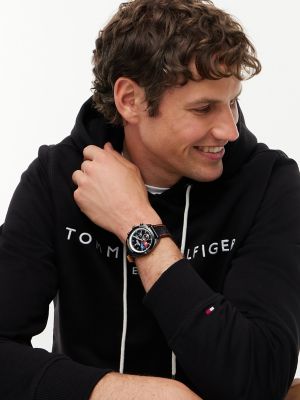 Мужские часы Tommy Hilfiger 40MM Leather Strap Chronograph Watch, цвет: Чёрный — фото 4