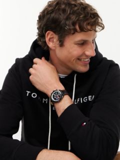 40MM Leather Strap Chronograph Watch — Black 4