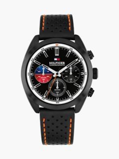 40MM Leather Strap Chronograph Watch — Black 1