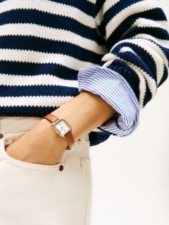 24MM Leather Strap Dress Watch — Silver White 4