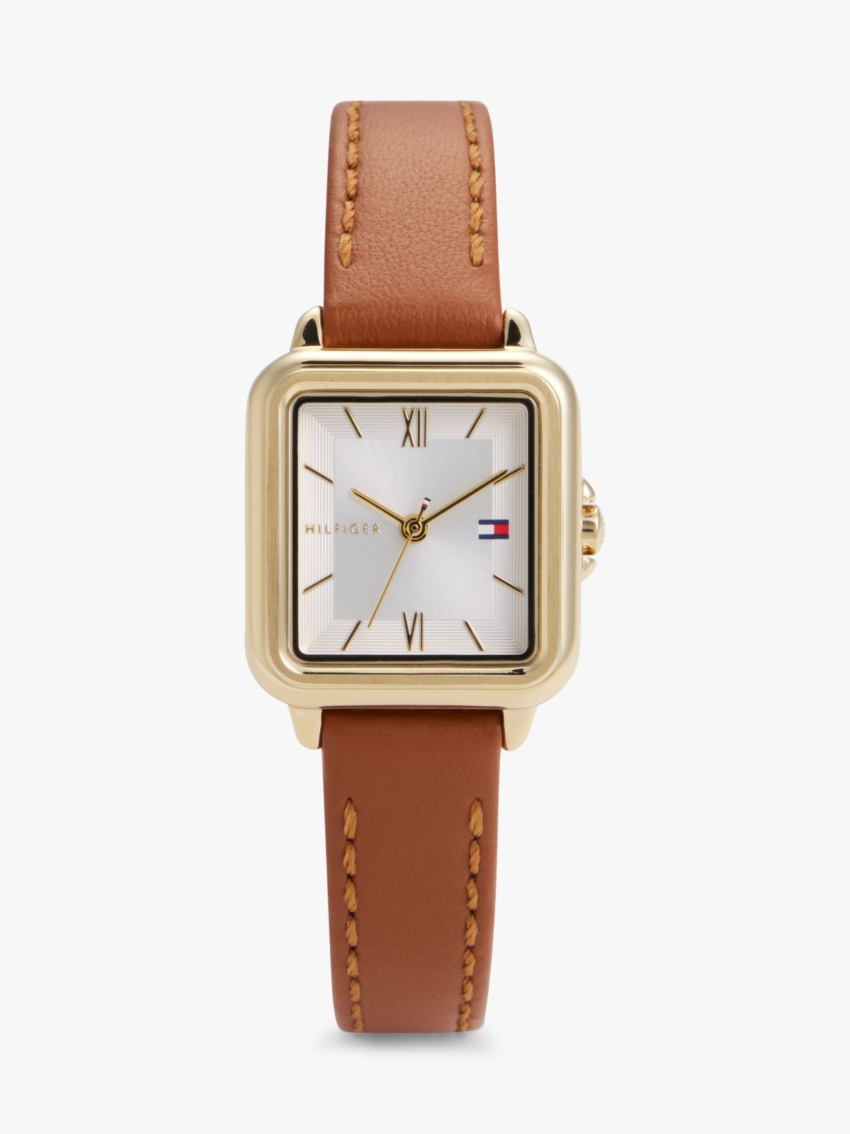 24MM Leather Strap Dress Watch — Silver White