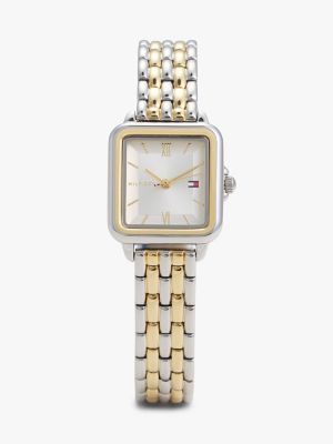 24MM Rectangle Dial Dress Watch, Silver White