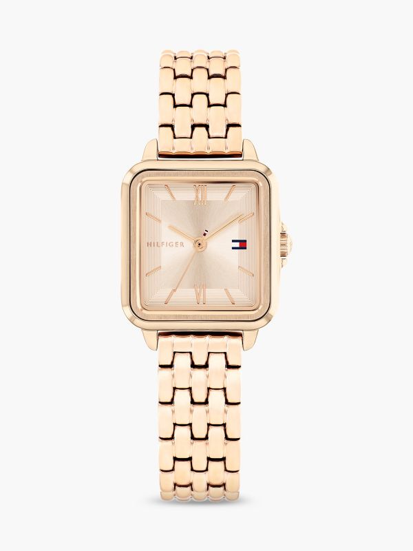 24MM Rectangle Dial Dress Watch — Rose Gold