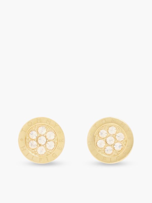 Logo Crystal Stud Earring — GOLD