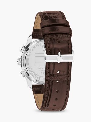 Мужские часы Tommy Hilfiger 38MM Leather Strap Dual-Time NYC Watch, цвет: Чёрный — фото 2