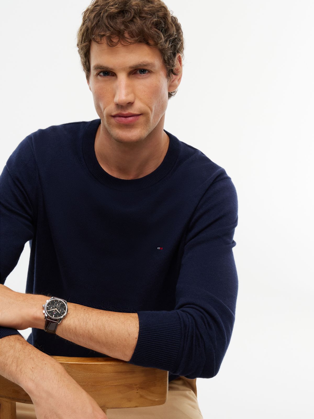 38MM Leather Strap Dual-Time NYC Watch — Black