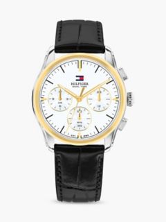 38MM Leather Strap Dual-Time NYC Watch — White 1
