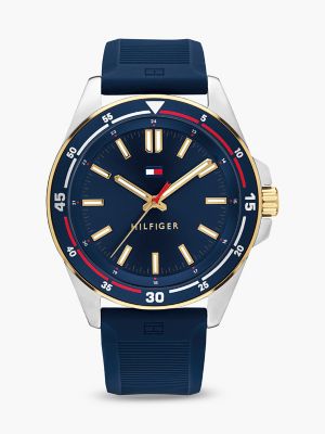 44MM Silicone Strap Casual Nautical Watch, Navy