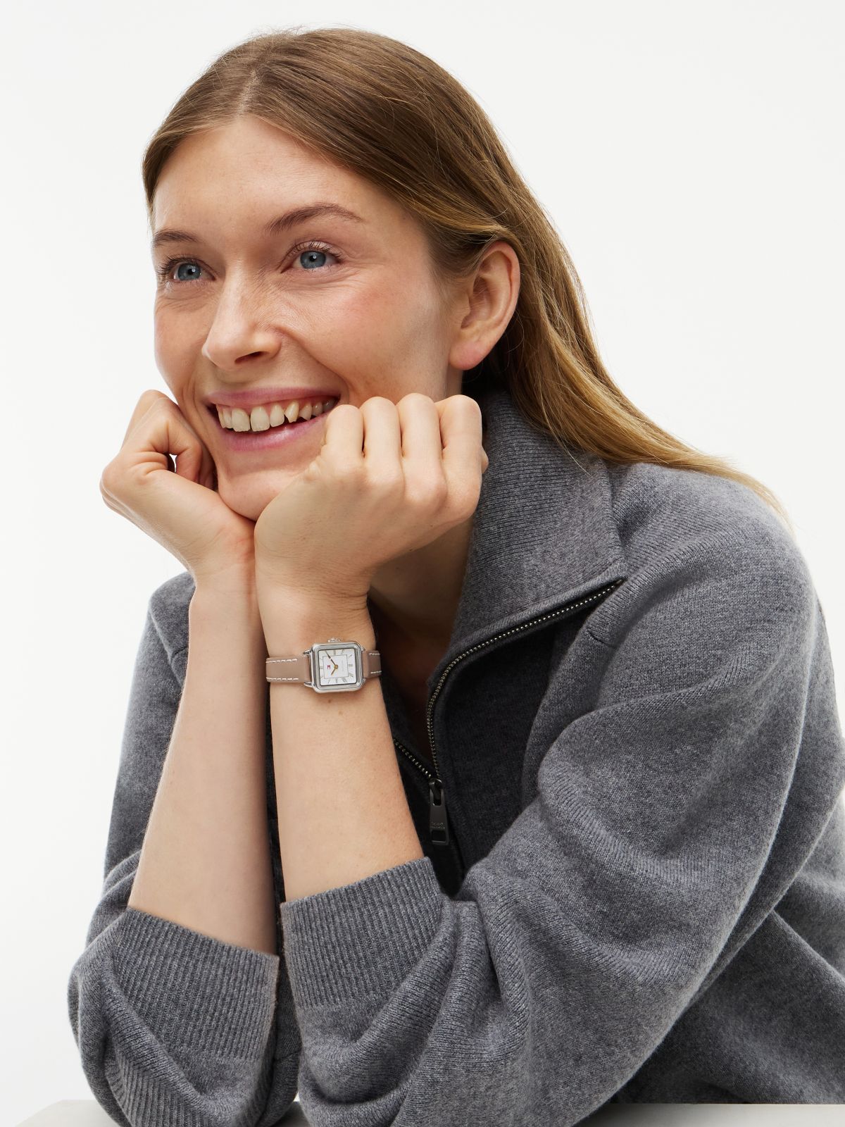 24MM Leather Strap Dress Watch — White
