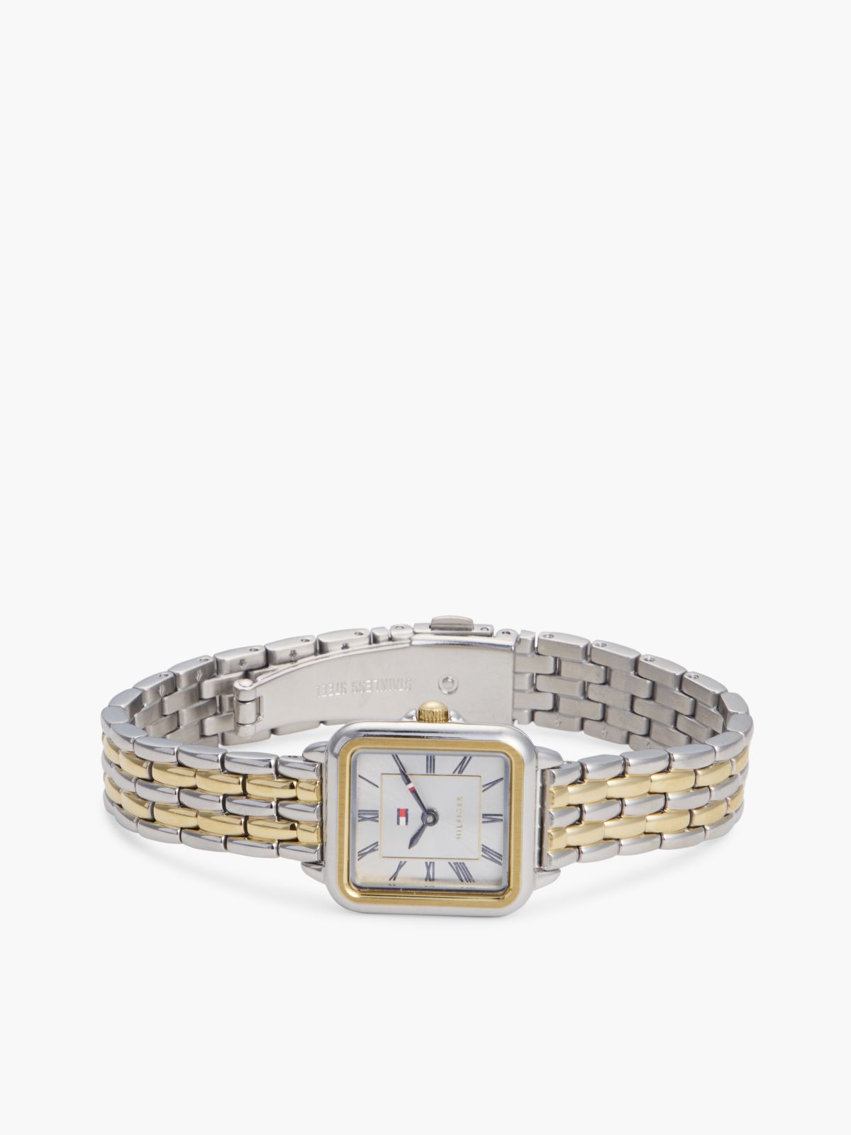 24MM Rectangle Dial Dress Watch — Silver White