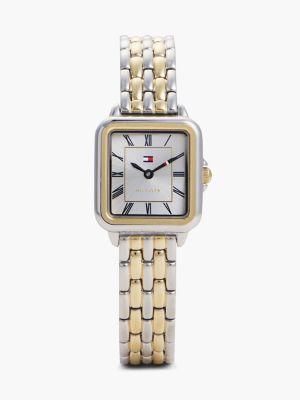 24MM Rectangle Dial Dress Watch, Silver White