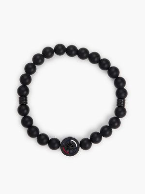 Compass Stretch Beaded Bracelet, Black