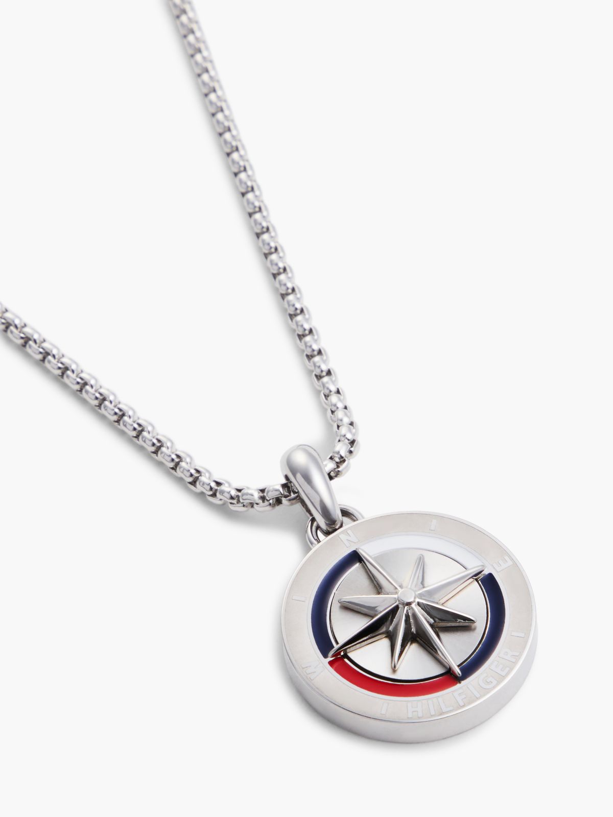 Compass Medallion Necklace — Silver