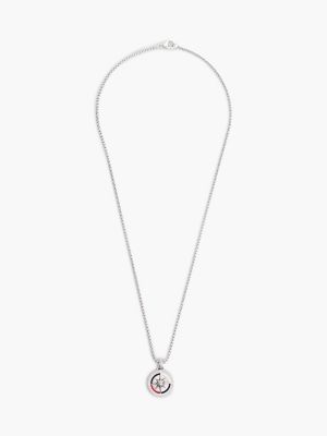 Compass Medallion Necklace, Silver