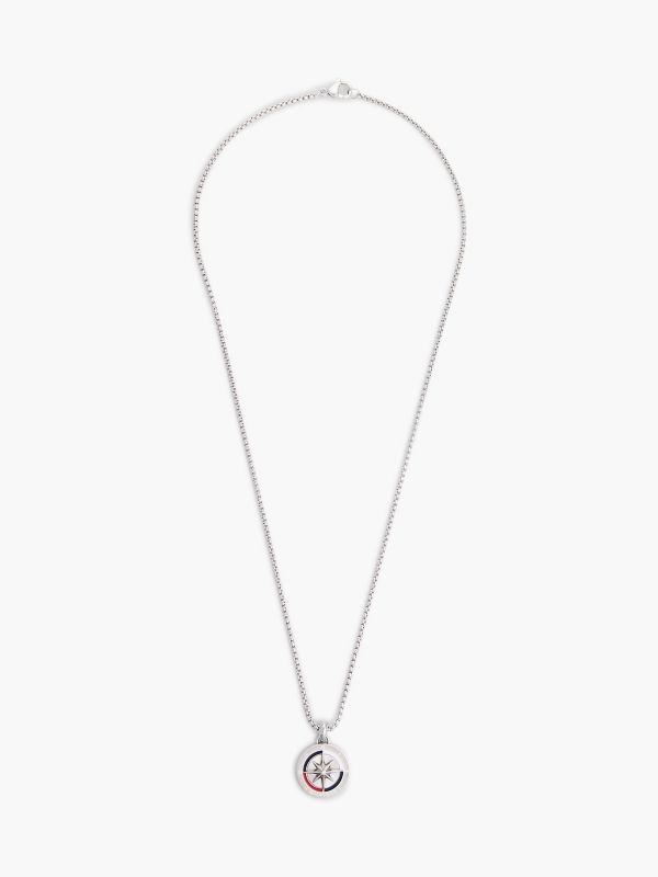 Compass Medallion Necklace — Silver