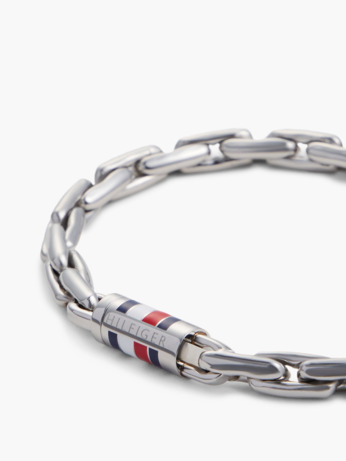 8mm Signature Stripe Chain Bracelet — Silver