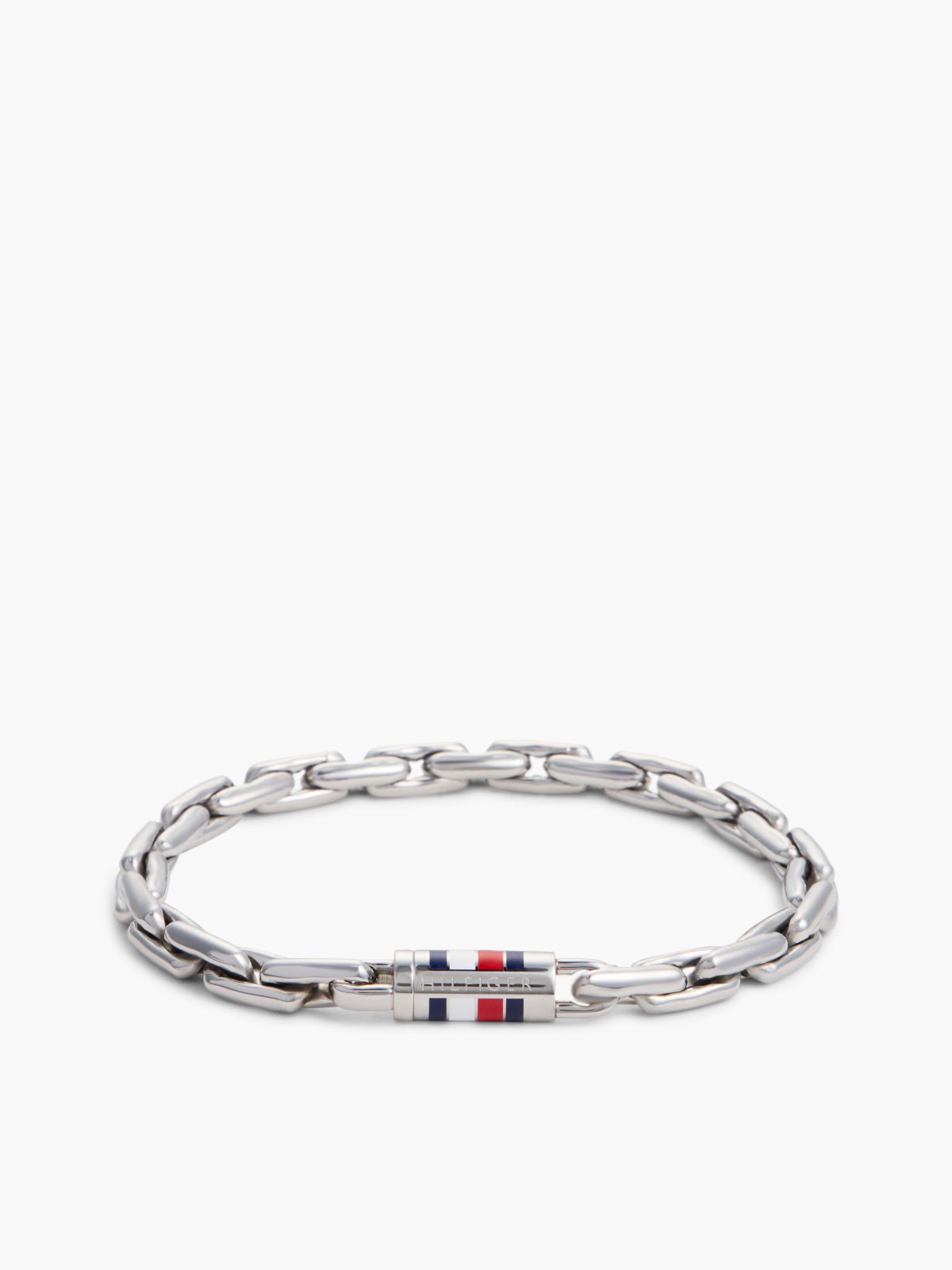8mm Signature Stripe Chain Bracelet — Silver