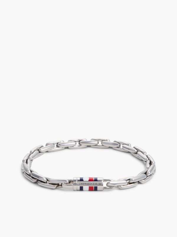 8mm Signature Stripe Chain Bracelet — Silver