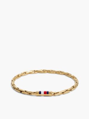 Мужской браслет Tommy Hilfiger 6mm Signature Stripe Chain, цвет: Золотой — фото 1