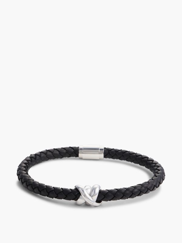 Nautical Knot Braided Leather Bracelet — Black