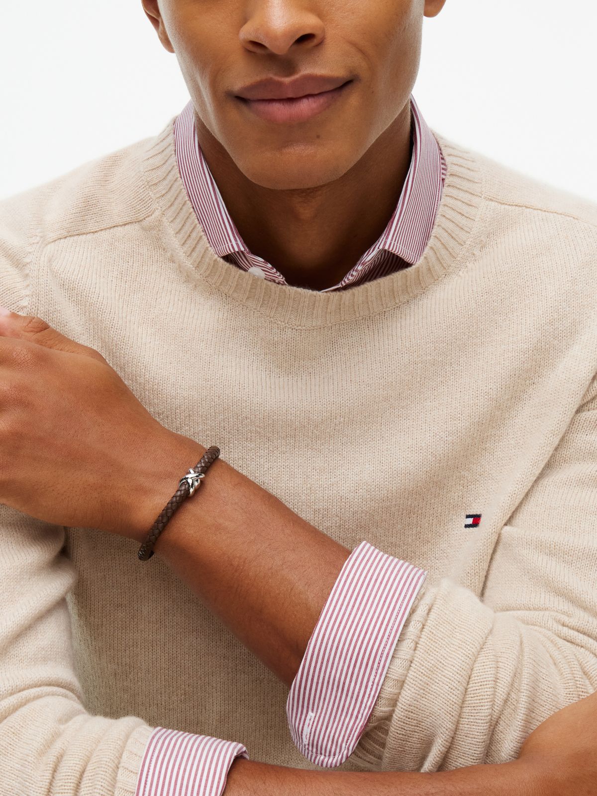 Nautical Knot Braided Leather Bracelet — Brown