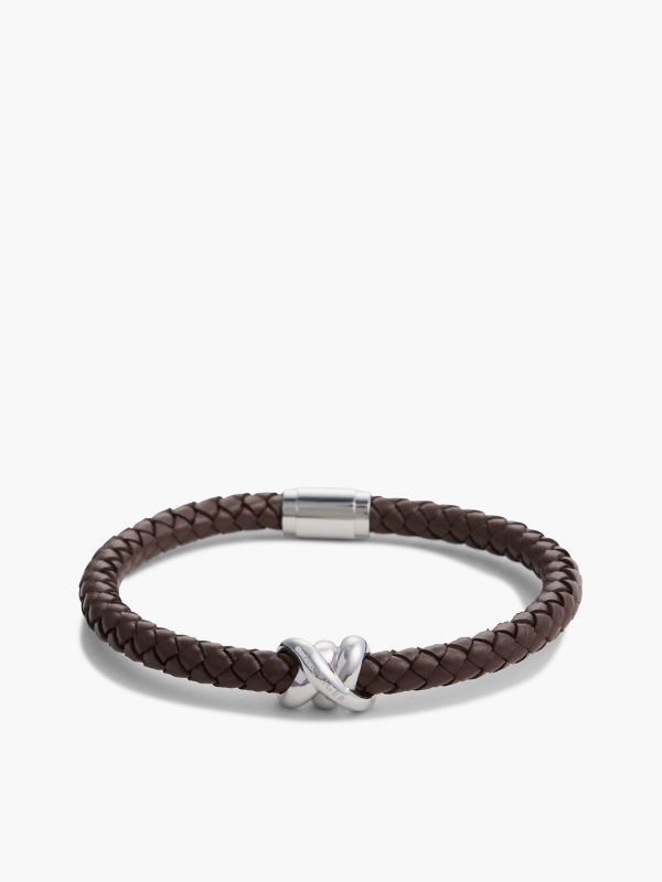 Nautical Knot Braided Leather Bracelet — Brown