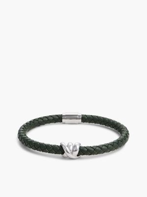 Nautical Knot Braided Leather Bracelet, Green