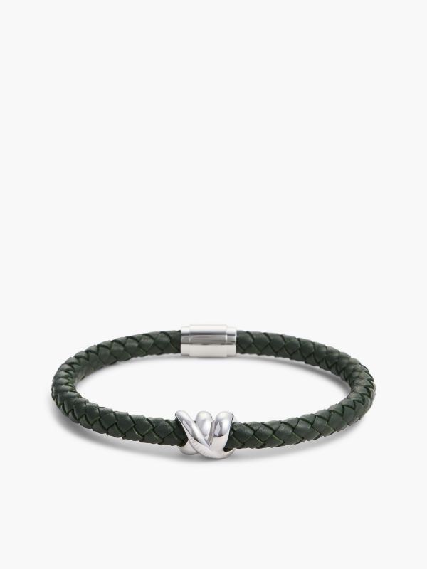 Nautical Knot Braided Leather Bracelet — Green