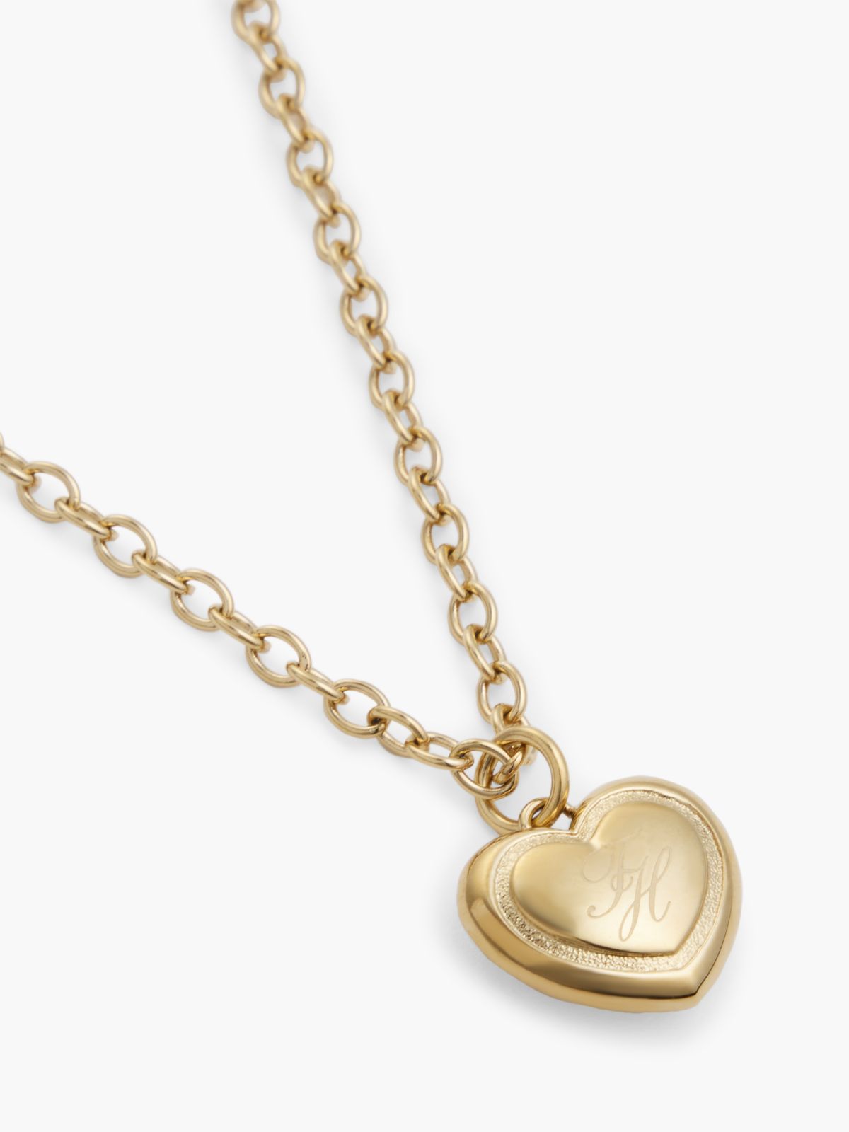 Monogram Heart Pendant Necklace — Gold