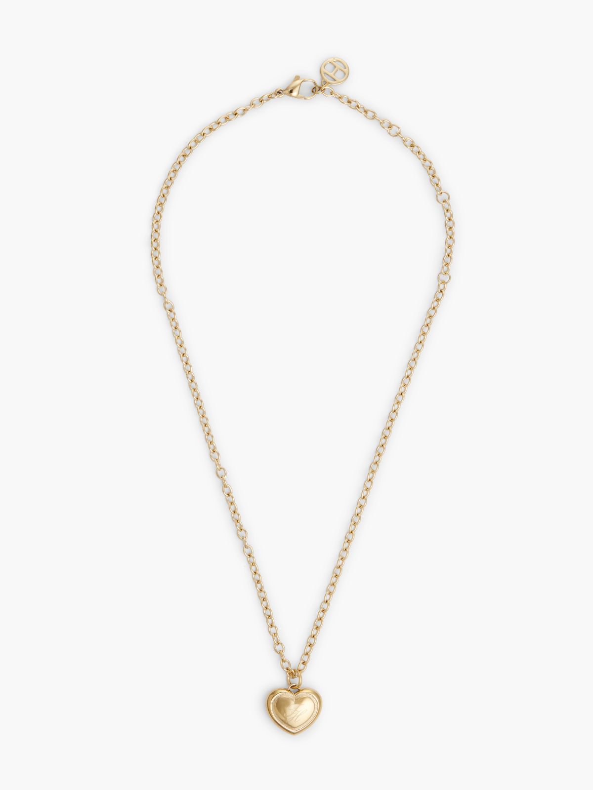 Monogram Heart Pendant Necklace — Gold