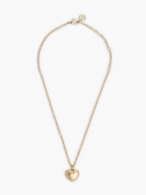 Monogram Heart Pendant Necklace — Gold