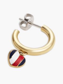 Signature Stripe Heart Charm Earring — Gold 2