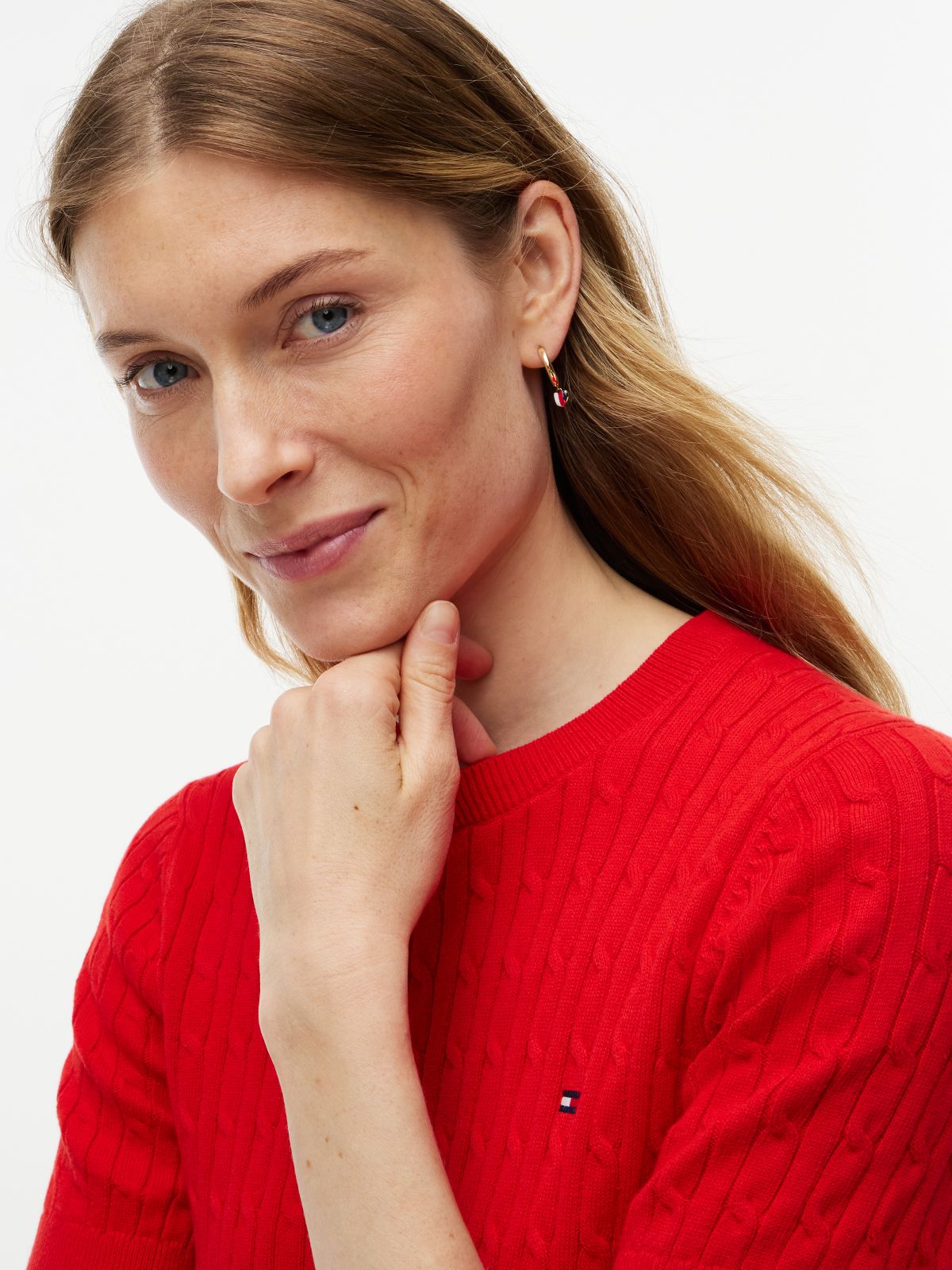Signature Stripe Heart Charm Earring — Gold