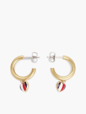 Signature Stripe Heart Charm Earring, Gold