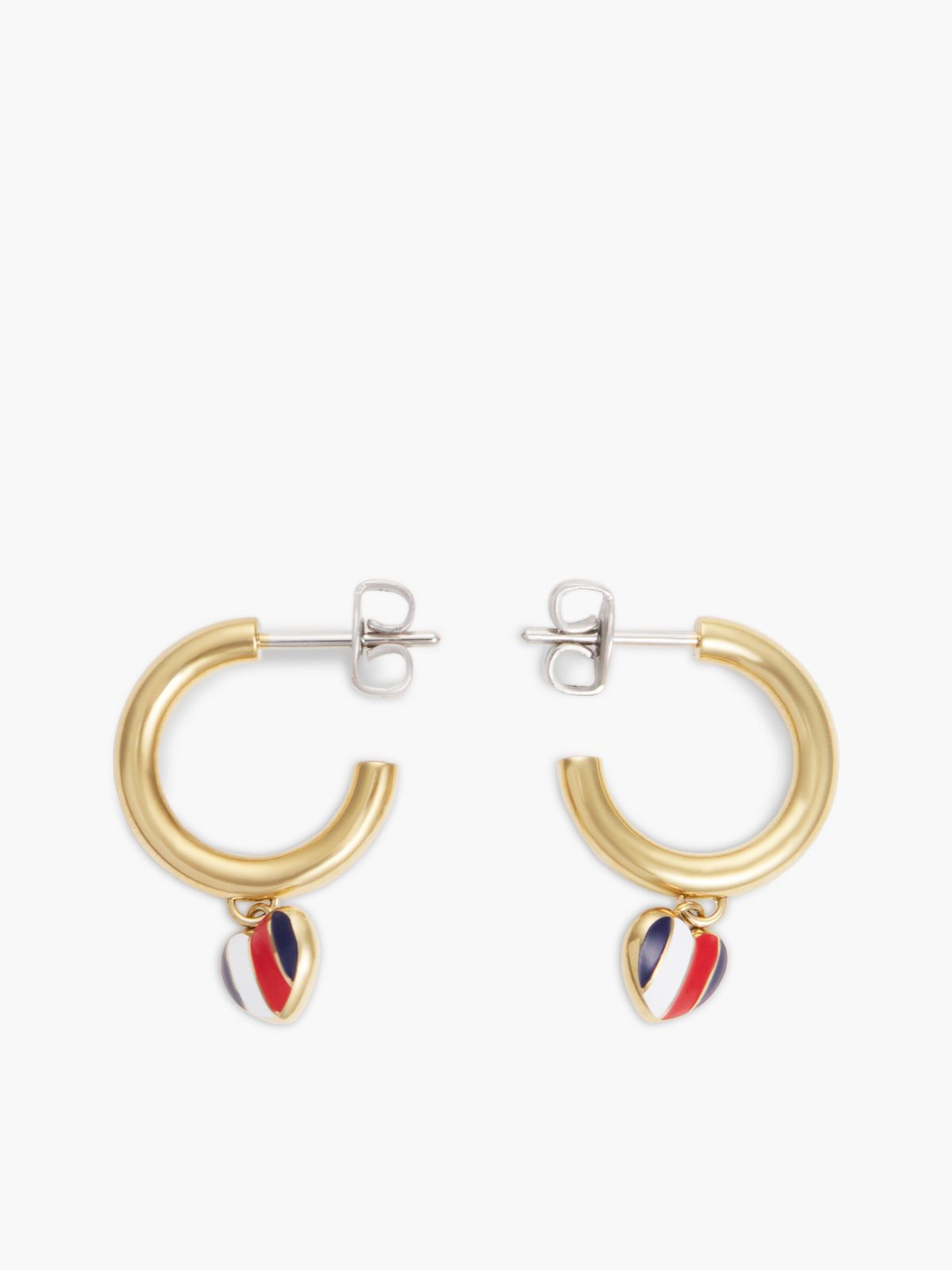 Signature Stripe Heart Charm Earring — Gold