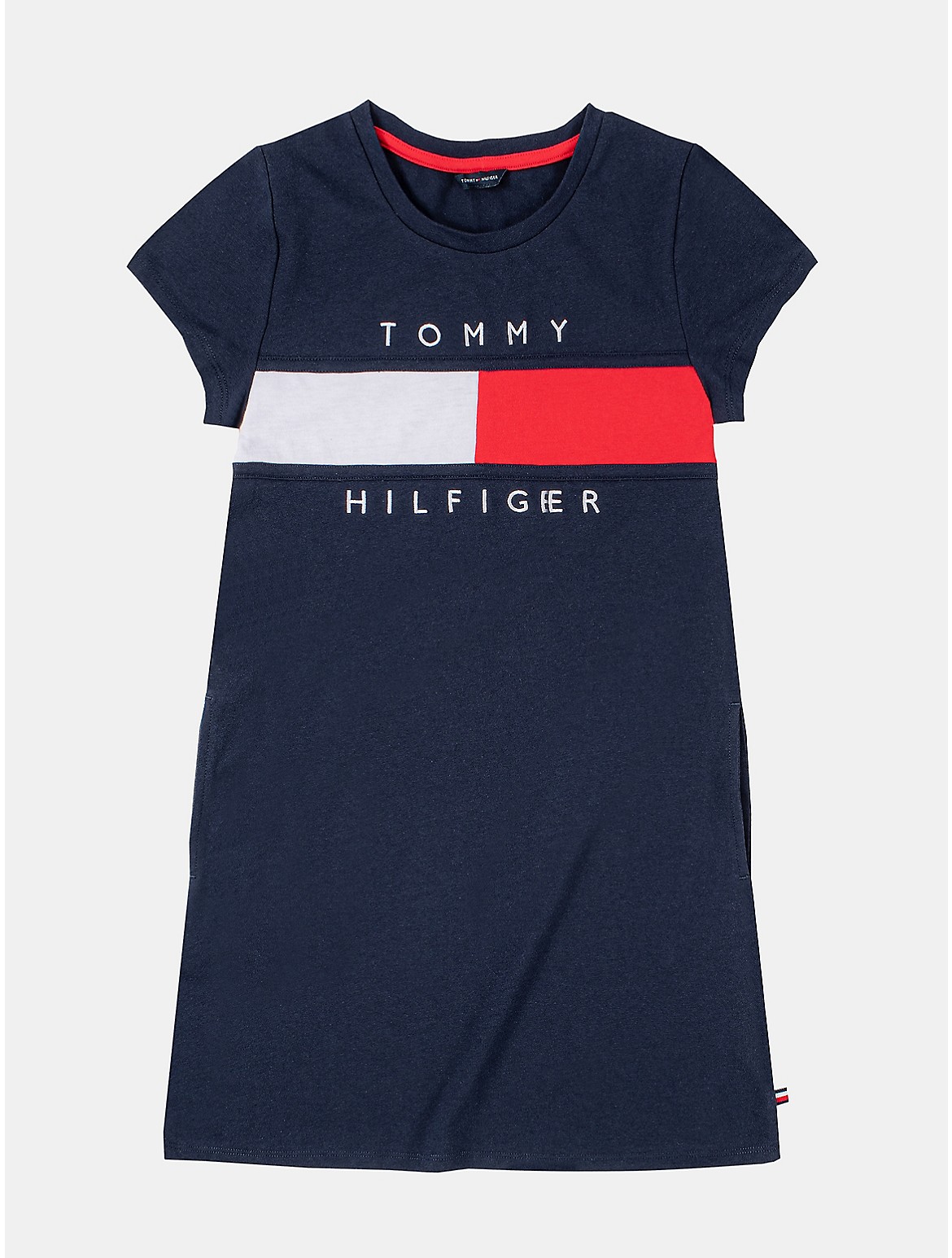 Tommy Hilfiger Girls' Kids' Flag Stripe Logo T-Shirt Dress - Blue - 2