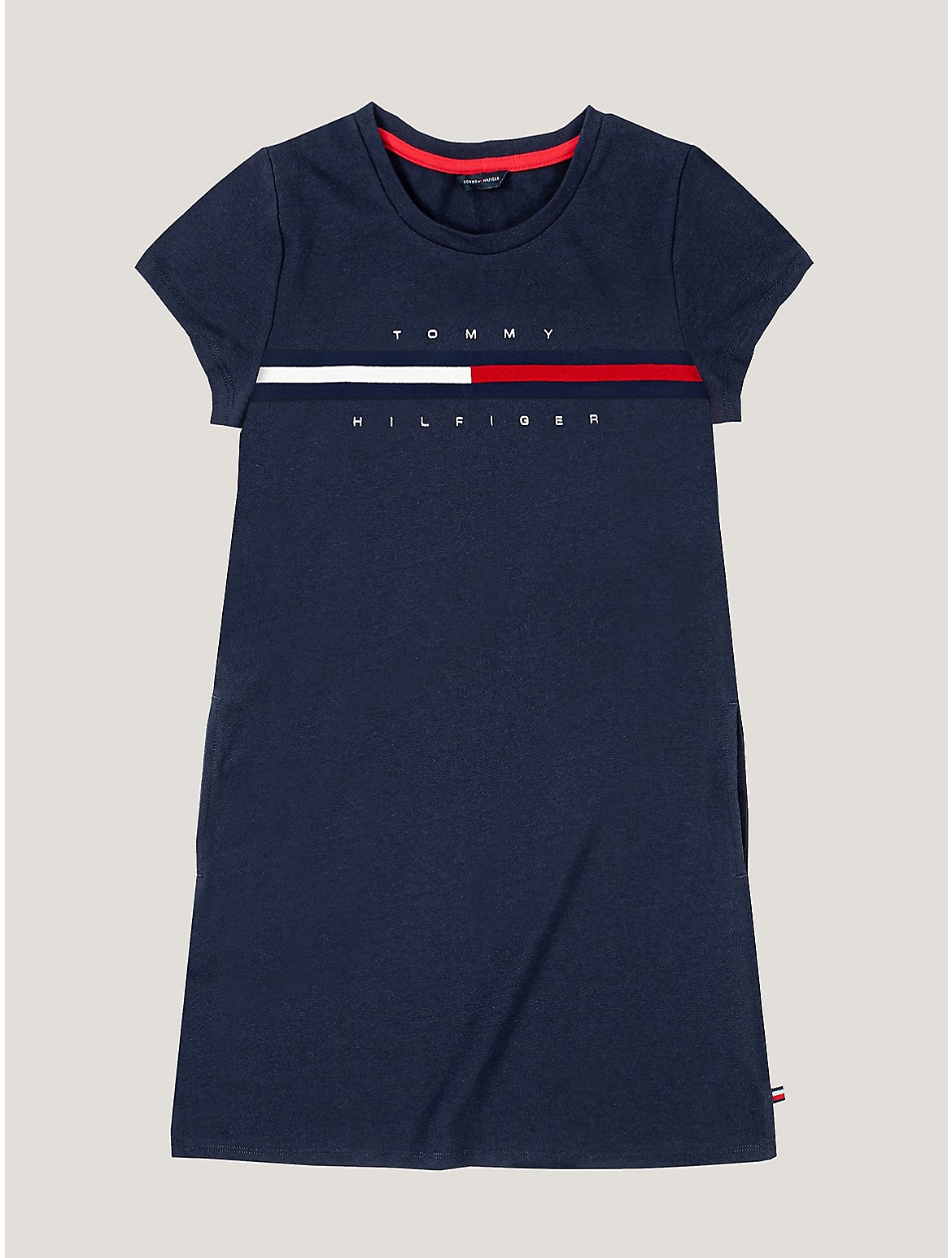Tommy Hilfiger Girls' Kids' Flag Stripe Logo T-Shirt Dress - Blue - L