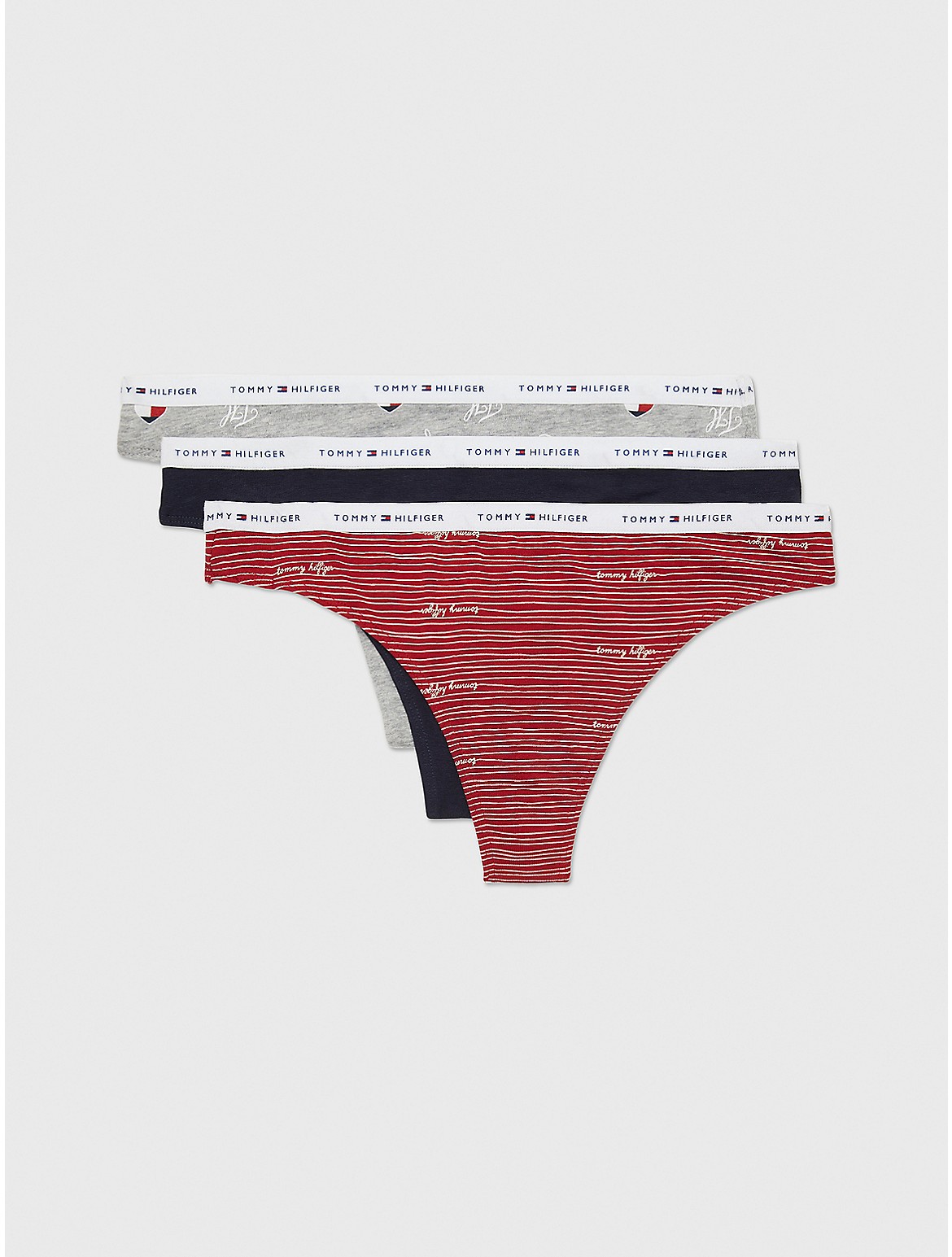 Tommy Hilfiger THONG 3 PACK - Thong - desert sky/white/rouge/red