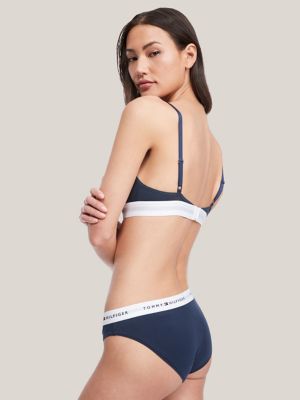 Tommy Hilfiger 85 Star Lace unlined triangle bralette in navy - NAVY