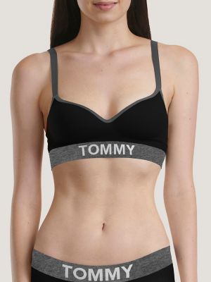 Tommy Logo Bralette, Black