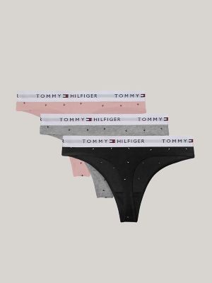  Tommy Hilfiger Women's Cotton Logo Band Thongs 3-Pack